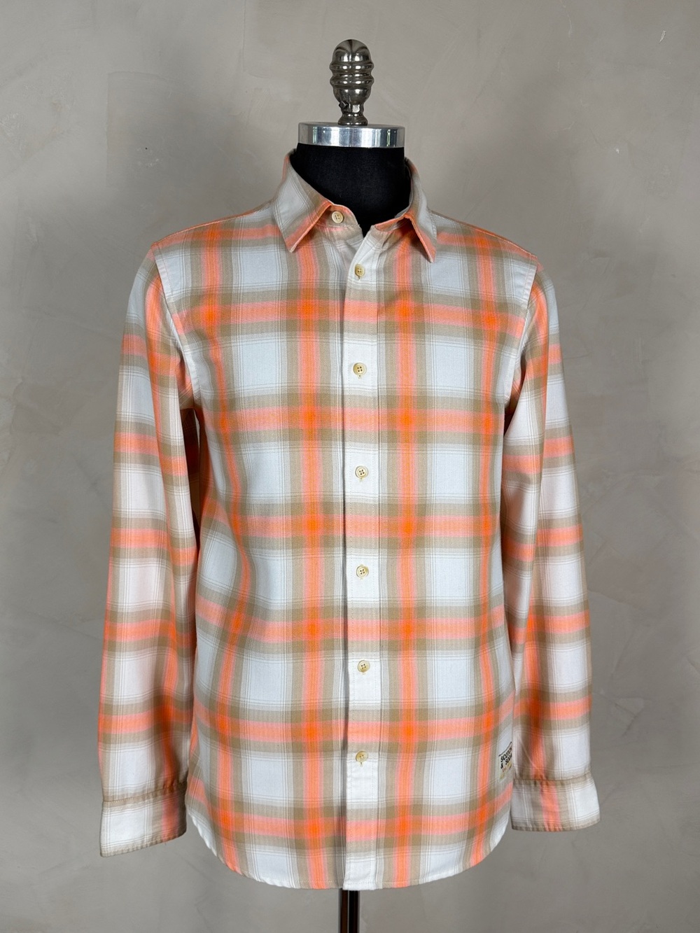 Scotch & Soda Honolulu Social Club Men’s M Neon Plaid Herringbone Shirt